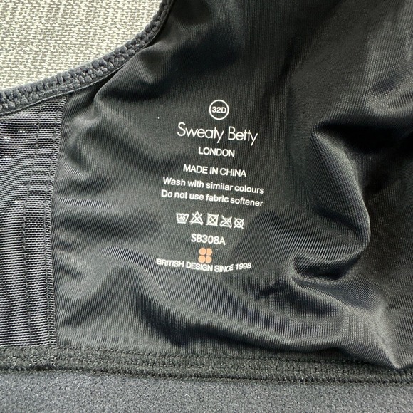 Sweaty Betty Ultra Running Bra 32D Black‎ High Support Adjustable Straps New - Picture 2 of 10